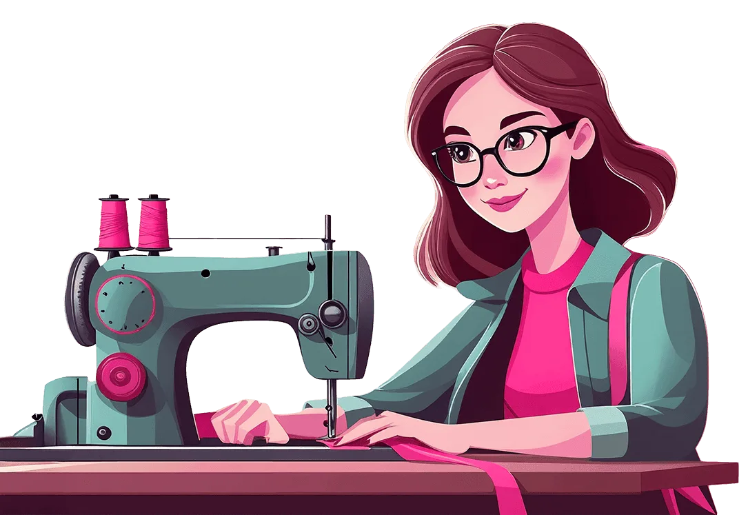 ilustración de mujer con máquina de coser